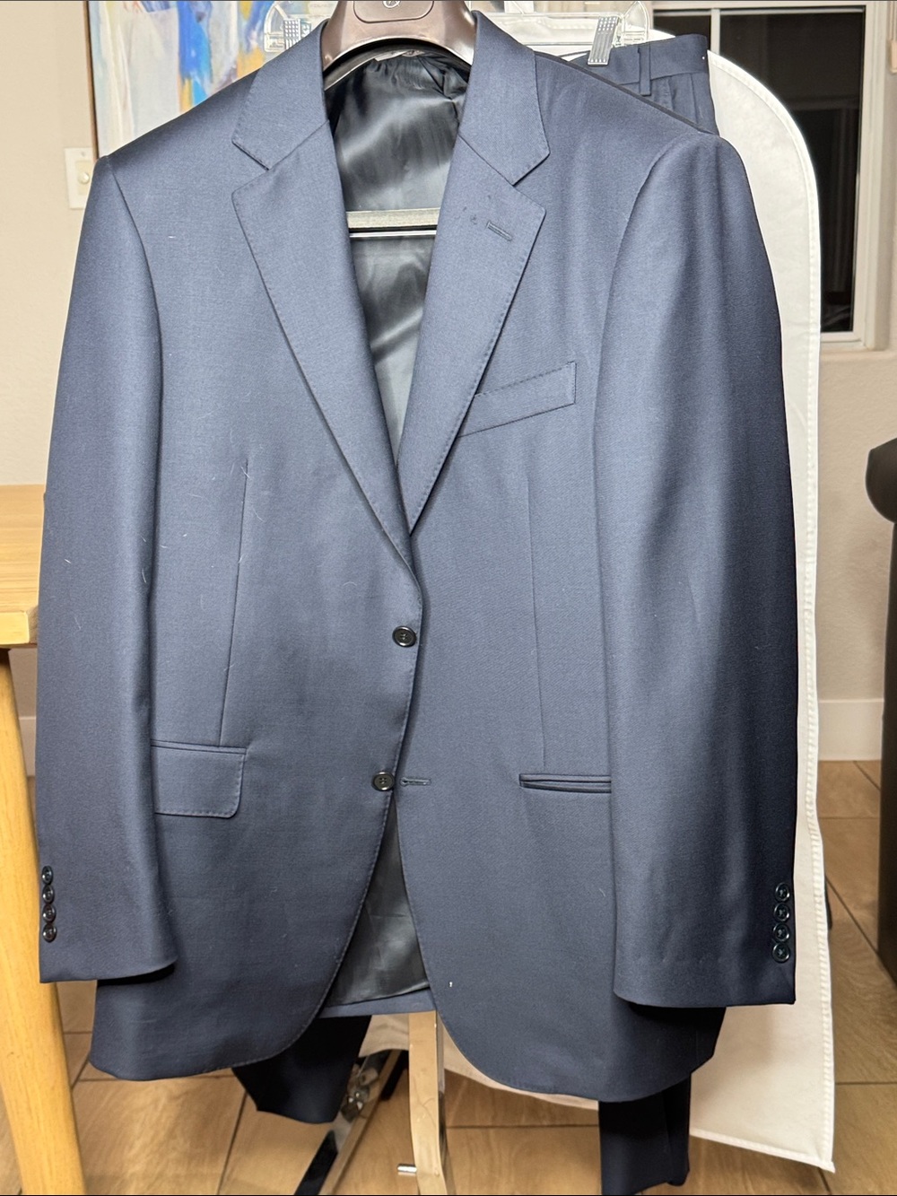 Canali Men’s Suit 44R 54 Navy Blue 100% Wool 2 Piece Made in Italy